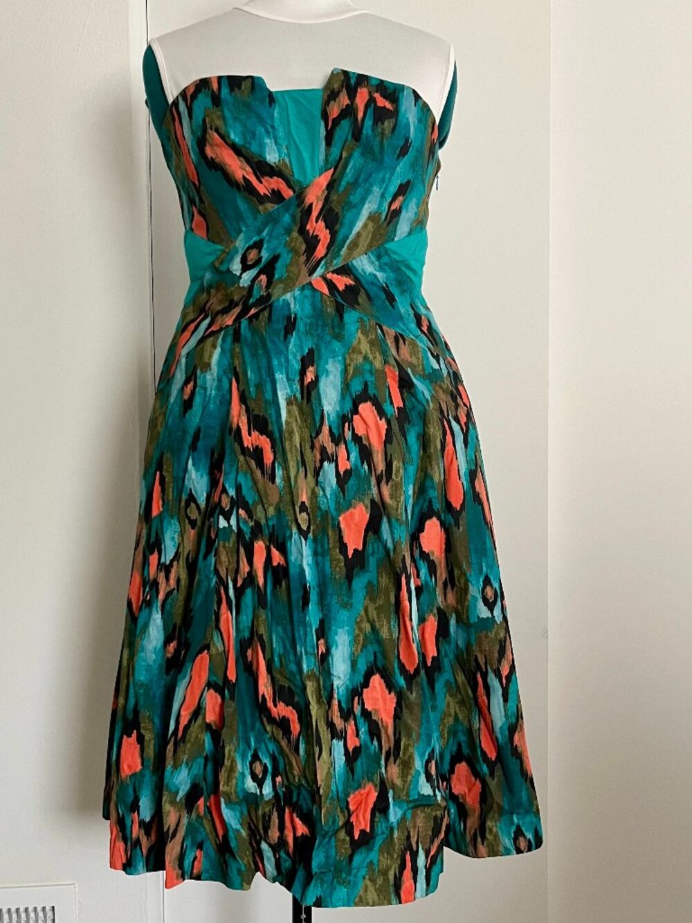 Anthropologie Girls From Savoy Strapless Multicolor Dress, sz 14